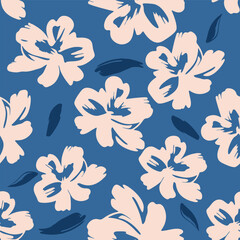 Minimalistic flowers pattern.Seamless pattern with florals for fabric, textiles, clothing, wrapping paper. Vector illustration
