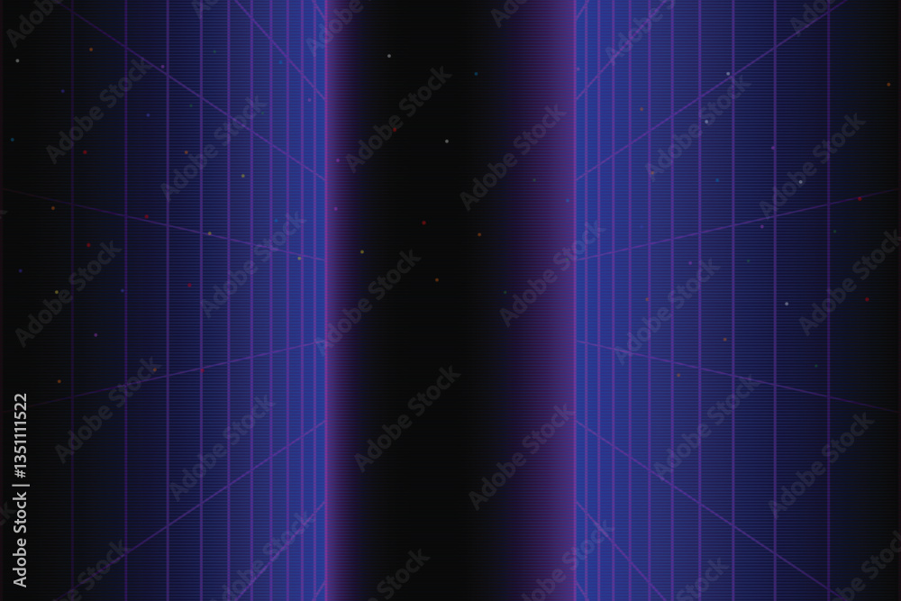 Wall mural retro sci-fi background. 80s futuristic grid. digital cyber texture. perfect for 80s style design. 3