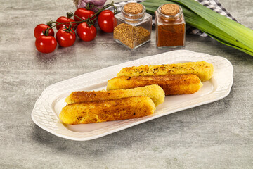 Crispy breaded mozarella cheese sticks