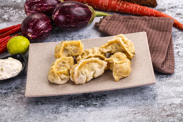 Steamed Nepali Momo stuffed dumplings