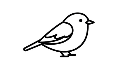 Isolated Bird Outline in Black and White