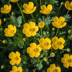 Obraz premium Close-up of Blooming Yellow Buttercups
