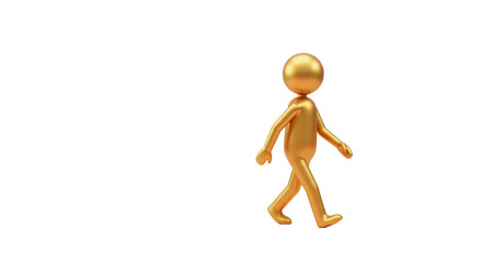 Isolated Golden Figure Walking Forward Representing Progress
