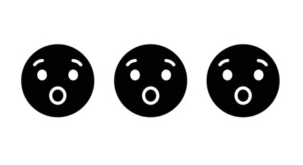 Isolated Three Surprised Face Icons