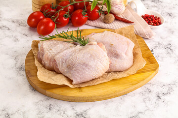 Raw chicken thighs for cooking