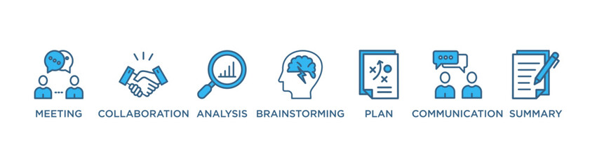 brief banner web icon vector illustration concept for product and service quality inspection with an icon of meeting, collaboration, analysis, brainstorming, plan, communication, summary, 