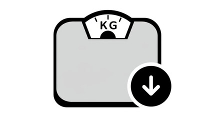 Isolated Weight Scale with Down Arrow: Weight Loss Concept © Florin