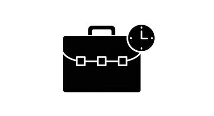 Isolated Briefcase with Clock: Time Management Concept
