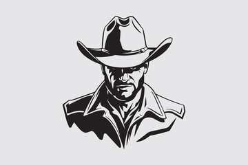 Cowboy man Black and White Vector