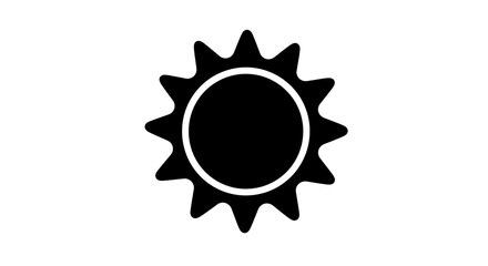 Isolated Black Sun Icon with Rays