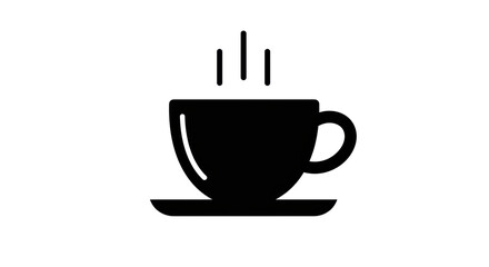 Isolated Black Coffee Cup with Steam Icon, Hot Drink