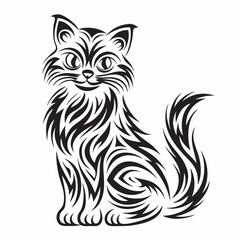 Whimsical Feline: An elegant illustration of a cat with flowing patterns and a playful demeanor, showcasing detailed lines and intricate designs.