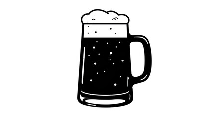 Isolated Black Beer Mug Icon for Brewery and Celebration
