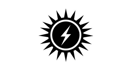 Isolated Solar Energy Symbol with Lightning Bolt