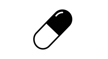 Isolated Medical Capsule Pill in Black and White