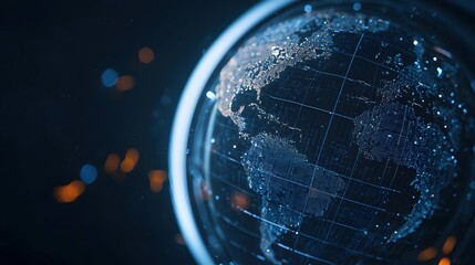 Naklejka premium Abstract Globe with Bright Particles in Dark Background