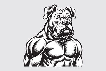 Pitbull dog Black and White Vector