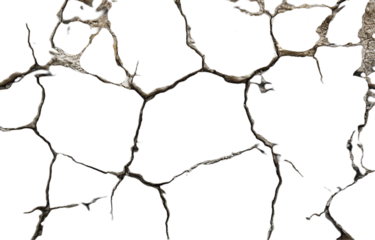 Cracked dry earth texture isolated on white and transparent background