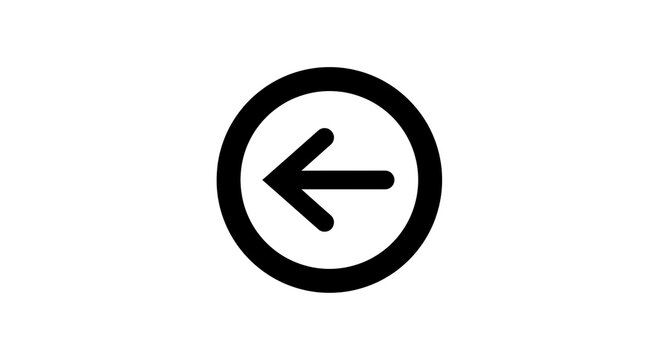 Isolated Arrow Pointing Left in Circle, Representing Back or Return