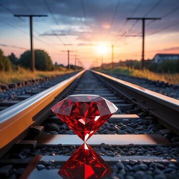 Ruby on Railway Tracks at Sunset
