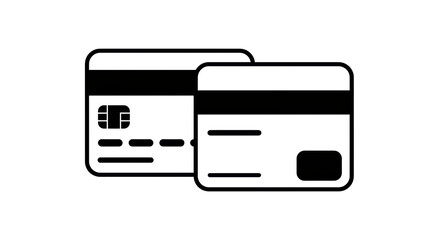 Isolated Black Credit Cards, Stacked Perspective
