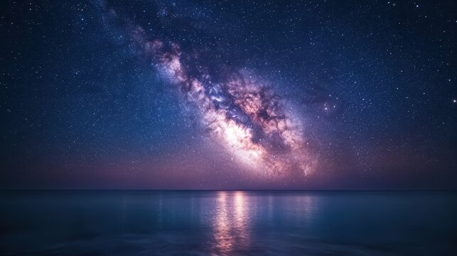 Milky Way over Calm Ocean
