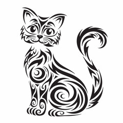 Intricate Cat Silhouette: A stylish and detailed cat silhouette design, using graceful lines and patterns to create a visually appealing and elegant artwork.