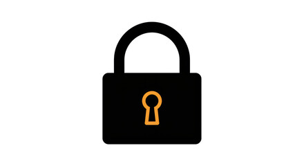 Isolated Black Padlock with Golden Keyhole Symbolizing Security