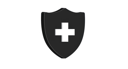Isolated Shield with Medical Cross Signifying Health Protection