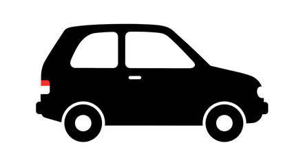 Isolated Silhouette of a Compact Car, Automotive Industry Icon
