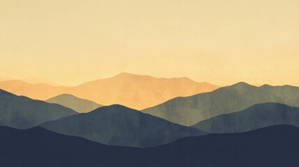 Naklejka premium Golden Hour Mountain Range Silhouette