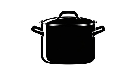 Isolated Black Cooking Pot with Lid, Representing Culinary Activities