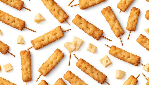 Crispy Fried Cheese Skewers with Cheese Cubes
