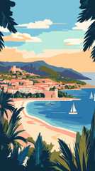 Obraz premium Retro Martigues Coastal Scene in Provence-Alpes French Vintage Tourism Poster Style
