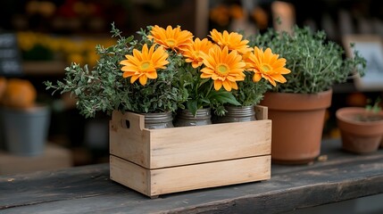 Spring flora action bright orange flowers in nature's embrace at local garden center
