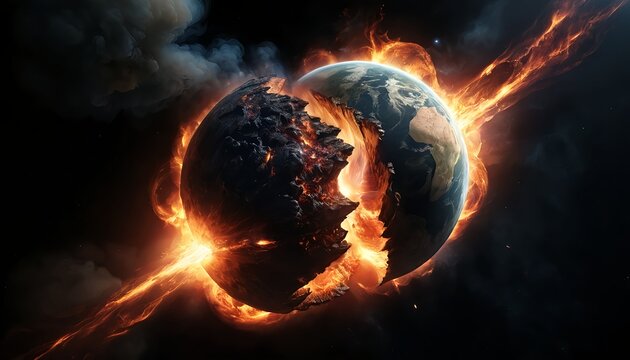 Apocalyptic Earth Fiery Planet Destruction
