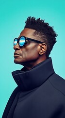 Fototapeta premium Stylish Man with Blue Background.