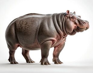 Obraz premium Hippopotamus, Full Body, Side View, Isolated on White