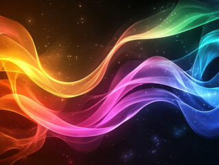 Vibrant swirls of colorful light with stars