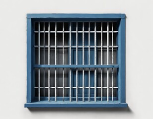 Blue Window with Metal Bars