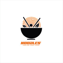 Vector logo noodles, noodle icon, Esport vector logo noodle bowl with chopsticks on white background, food logo, noodle bowl illustration