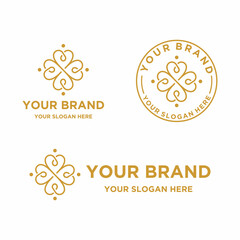 hearts logo variations with symbol of human and organic decoration concept