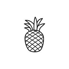 Pineapple fruit icon hand drawn outline illustration
