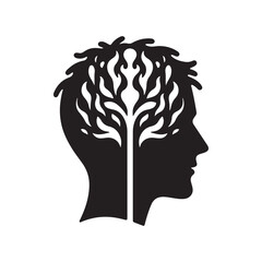 mental health care silhouette vector clip art logo design