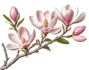 Obraz premium Pink Magnolia Blossoms on Branch