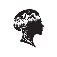 mental health care silhouette vector clip art logo design