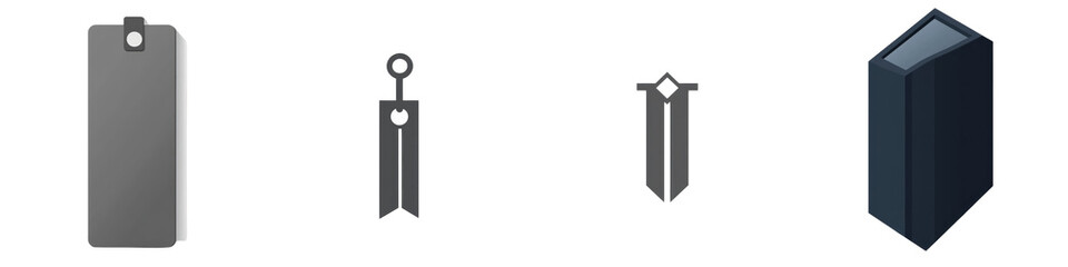 Naklejka premium Four isometric gray objects, white background isolated on white or transparent