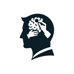 mental health care silhouette vector clip art logo design