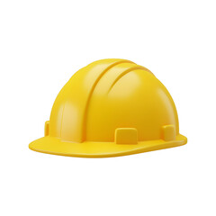 Yellow construction safety helmet isolated on transparent background.