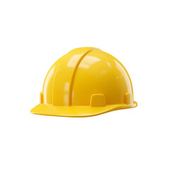 Yellow construction safety helmet isolated on transparent background.